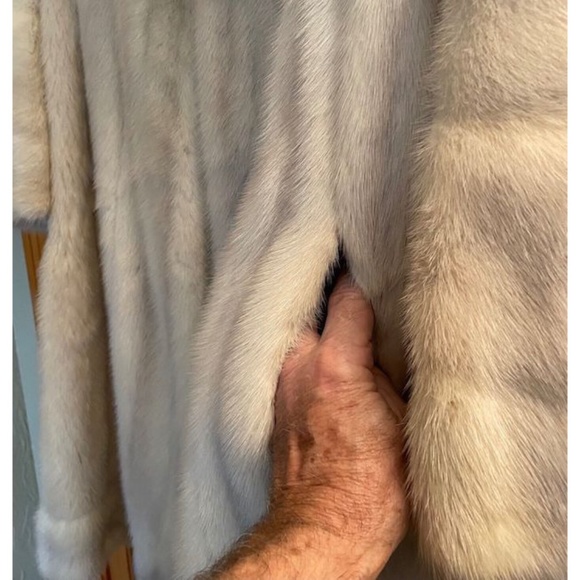 Vtg 50s 60s Cream Brown Set Back Collar Mink Coat M/S - Picture 7 of 12